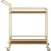 Inspired Home Rolling Bar Cart In Gold/walnut