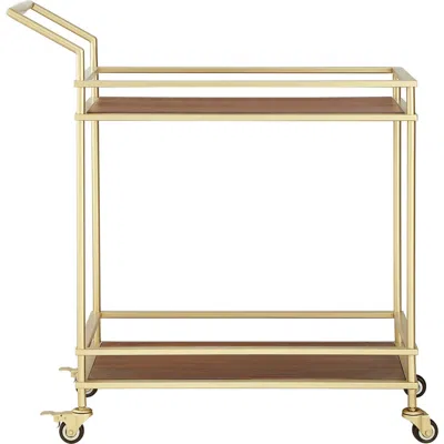 Inspired Home Rolling Bar Cart In Gold