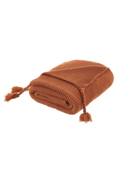 Inspired Home Texture Knit Throw Blanket In Rust