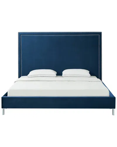 Inspired Home Valentina Navy Platform Bed In Blue