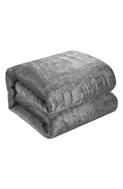 Inspired Home Velvet 3-piece Comforter Set In Gray