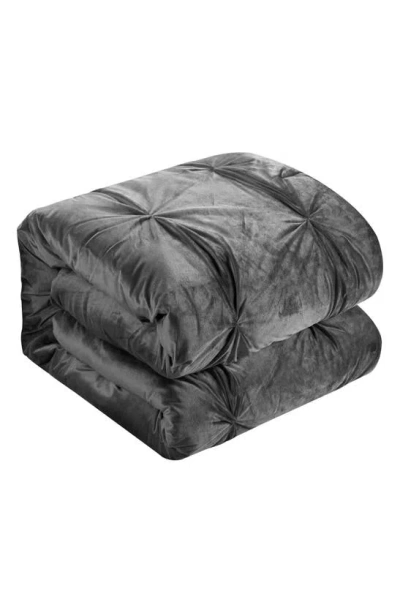 Inspired Home Velvet 4-piece Comforter Set In Gray