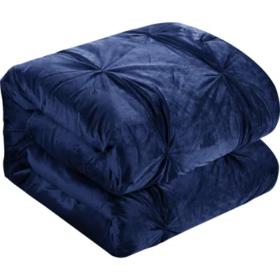 Inspired Home Velvet 4-piece Comforter Set In Blue