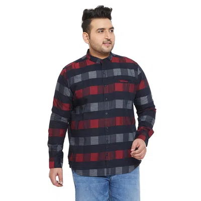 Instafab Plus Men Flat Collar Checkered Full Sleeve Shirt In Multi