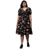 Instafab Plus Women Printed Knee-length Dress In Black