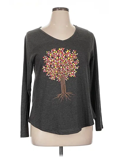 Pre-owned Instant Message 3/4 Sleeve T-shirt In Gray