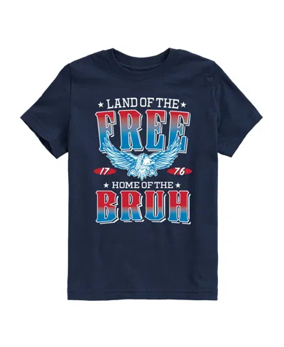 Instant Message Kids' Boys' 8-20 Land Of The Free Home Of The Bruh Short-sleeve Graphic T-shirt In Black