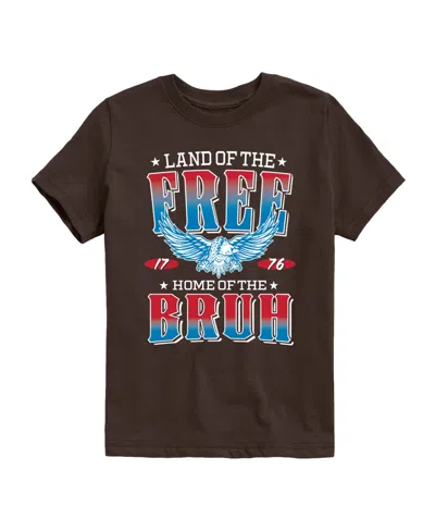 Instant Message Kids' Boys' 8-20 Land Of The Free Home Of The Bruh Short-sleeve Graphic T-shirt In Brown