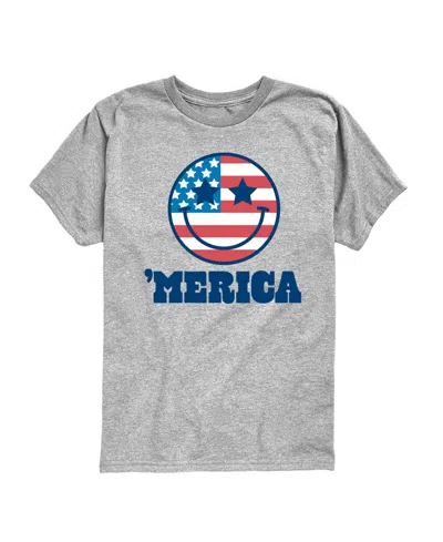 Instant Message Kids' Boys' 8-20 Merica Smile Face Short-sleeve Graphic T-shirt In Gray