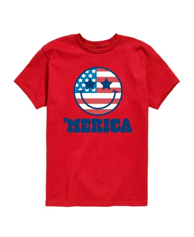 Instant Message Kids' Boys' 8-20 Merica Smile Face Short-sleeve Graphic T-shirt In Red