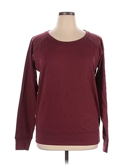 Pre-owned Instant Message Long Sleeve Top Burgundy Crew Neck Tops