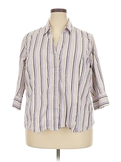 Pre-owned Instantly Slims You 3/4 Sleeve Button Down Shirt In Purple