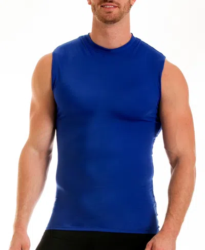 Instaslim Men's Activewear Hi-neck Sleeveless Crewneck T-shirt In Royal
