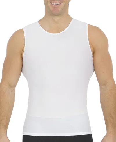 Instaslim Men's Power Mesh Compression Sleeveless Crewneck Shirt In White