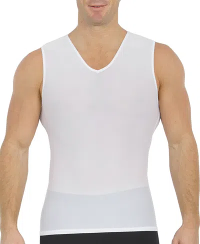 Instaslim Men's Power Mesh Compression Sleeveless V-neck Shirt In White