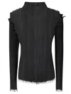 Institution Silk Long-sleeve Top With String Inserts In Black