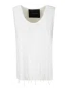 Institution Wool Top With String Inserts In White