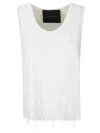 Institution Wool Top With String Inserts In White