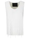 Institution Wool Top With String Inserts In White