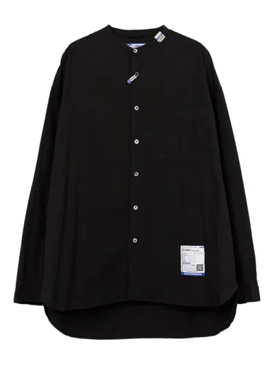 In・stru(men-tal) Band-collar Long-sleeve Shirt In Black