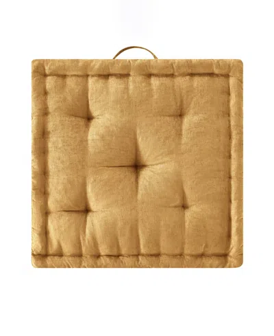 Intelligent Design Azza Chenille Square Floor Pillow Cushion, 24" X 24" In Gold