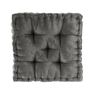 Intelligent Design Azza Poly Chenille Square Floor Pillow Cushion In Charcoal