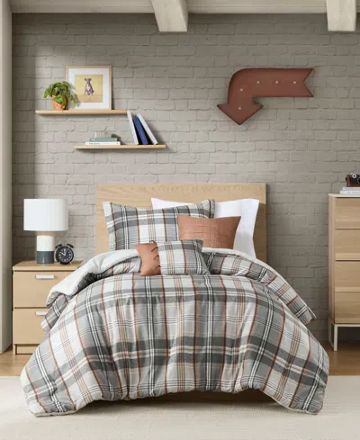 INTELLIGENT DESIGN BLAKE PLAID 5-PC. COMFORTER SET, FULL/QUEEN