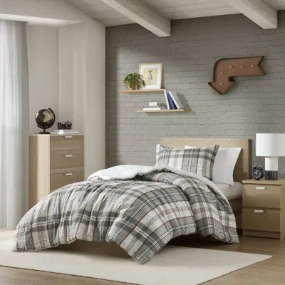 Intelligent Design Blake Plaid Duvet Cover Set In Gray;tan