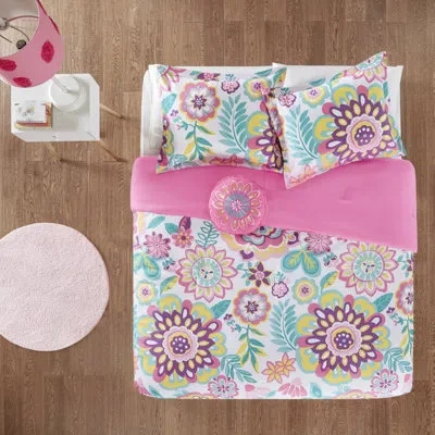 Intelligent Design Camille Floral Comforter Set In Pink