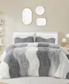Intelligent Design Cassie Ombre Shaggy Faux Fur 2 Piece Comforter Set, Twin/twin Xl In Grey