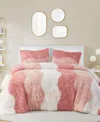 Intelligent Design Cassie Ombre Shaggy Faux Fur 3 Piece Comforter Set, King/california King In Blush Mult