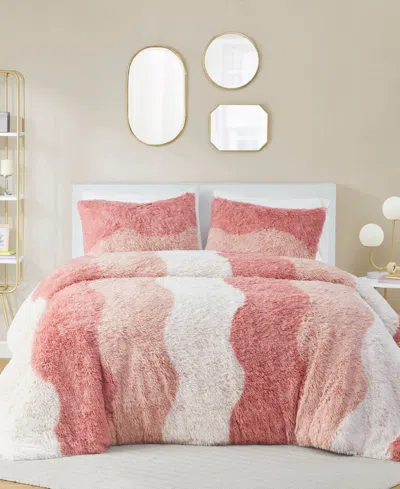 Intelligent Design Cassie Ombre Shaggy Faux Fur 3 Piece Comforter Set, King/california King In Multi