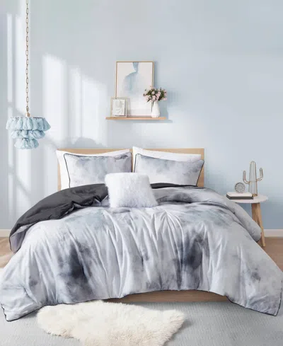 Intelligent Design Cassiopeia Watercolor Tie Dye 4-pc. Comforter Set, King/california King In Charcoal