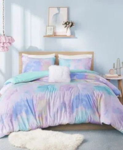 Intelligent Design Cassiopeia Watercolor Tie Dye Comforter Sets In Lavender
