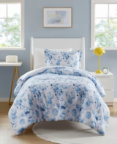 Intelligent Design Christa Floral Striped 2-pc. Duvet Cover Set, Twin/twin Xl In Blue