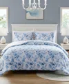 Intelligent Design Christa Floral Striped Duvet Cover Sets In Blue