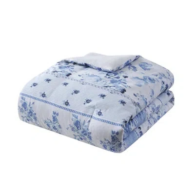 Intelligent Design Christa Floral Striped Comforter Set In Blue