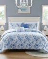 Intelligent Design Christa Floral Striped Comforter Sets In Blue