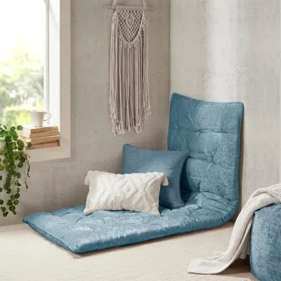 Intelligent Design Edelia Poly Chenille Lounge Floor Pillow Cushion In Aqua