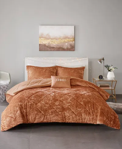 Intelligent Design Felicia Velvet 3-pc. Comforter Set, Twin/twin Xl In Rust