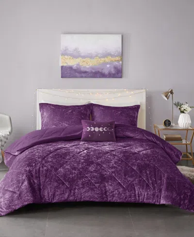 Intelligent Design Felicia Velvet 4-pc. Comforter Set, Full/queen In Purple