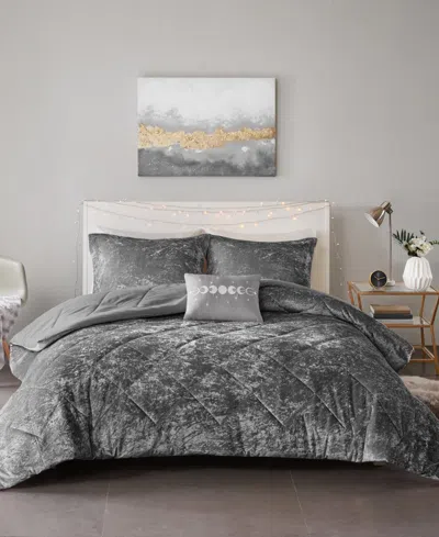 Intelligent Design Felicia Velvet 4-pc. Comforter Set, King/california King In Gray