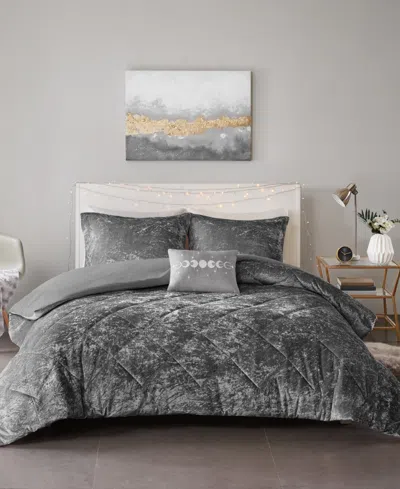 Intelligent Design Felicia Velvet 4-pc. Duvet Cover Set, King/california King In Grey