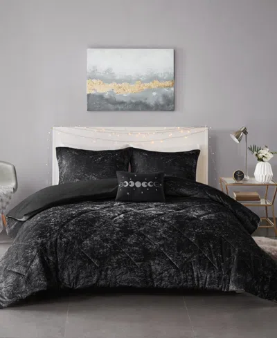 Intelligent Design Felicia Velvet 4-piece Duvet Cover Set, Full/queen In Black