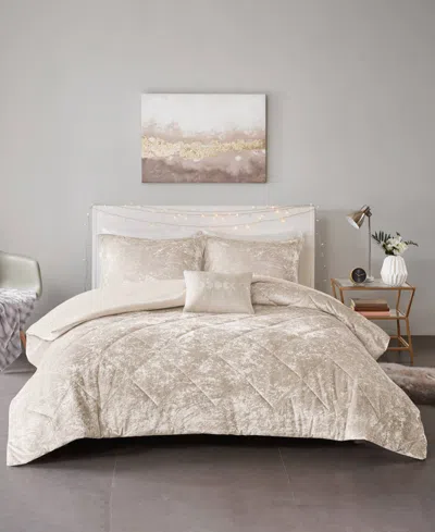 Intelligent Design Felicia Velvet 4-piece Duvet Cover Set, Full/queen In Champagne