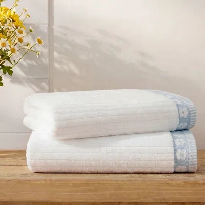 Intelligent Design Flora Rib Blue 100% 500 Gsm Cotton 2-piece Bath Towel Set