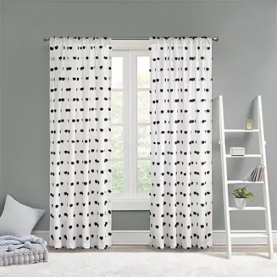 Intelligent Design Lauren Rod Pocket Embellished Sheer Single Curtain Panel In Black