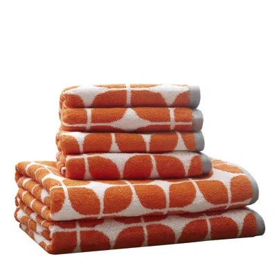 Intelligent Design Lita Cotton Jacquard Bath Towel 6 Piece Set In Orange