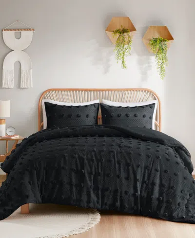 Intelligent Design Lucy Clip Jacquard 3-piece Comforter Set, Full/queen In Black