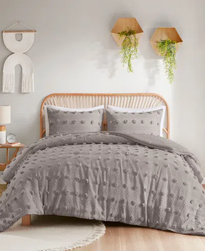 Intelligent Design Lucy Clip Jacquard 3-piece Comforter Set, Twin/twin Xl In Grey